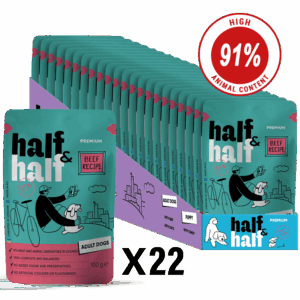Half&Half Adult Dog Wet Food with Beef in Sauce - 100g x22